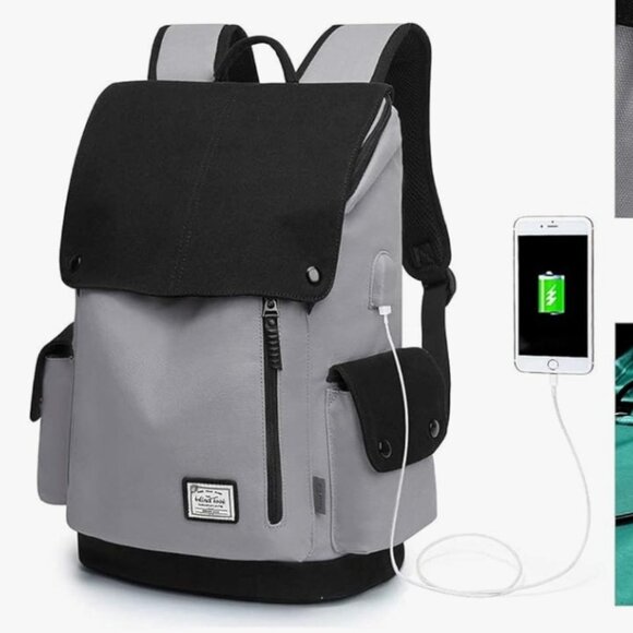 NWT Gray WindTook Laptop backpack for Women & Men,College Computer bag - Picture 1 of 12